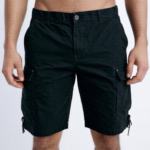 Guess Cargo Shorts Mens Size 36 Black Preppy Hiking Gorpcore Casual - Picture 1 of 10